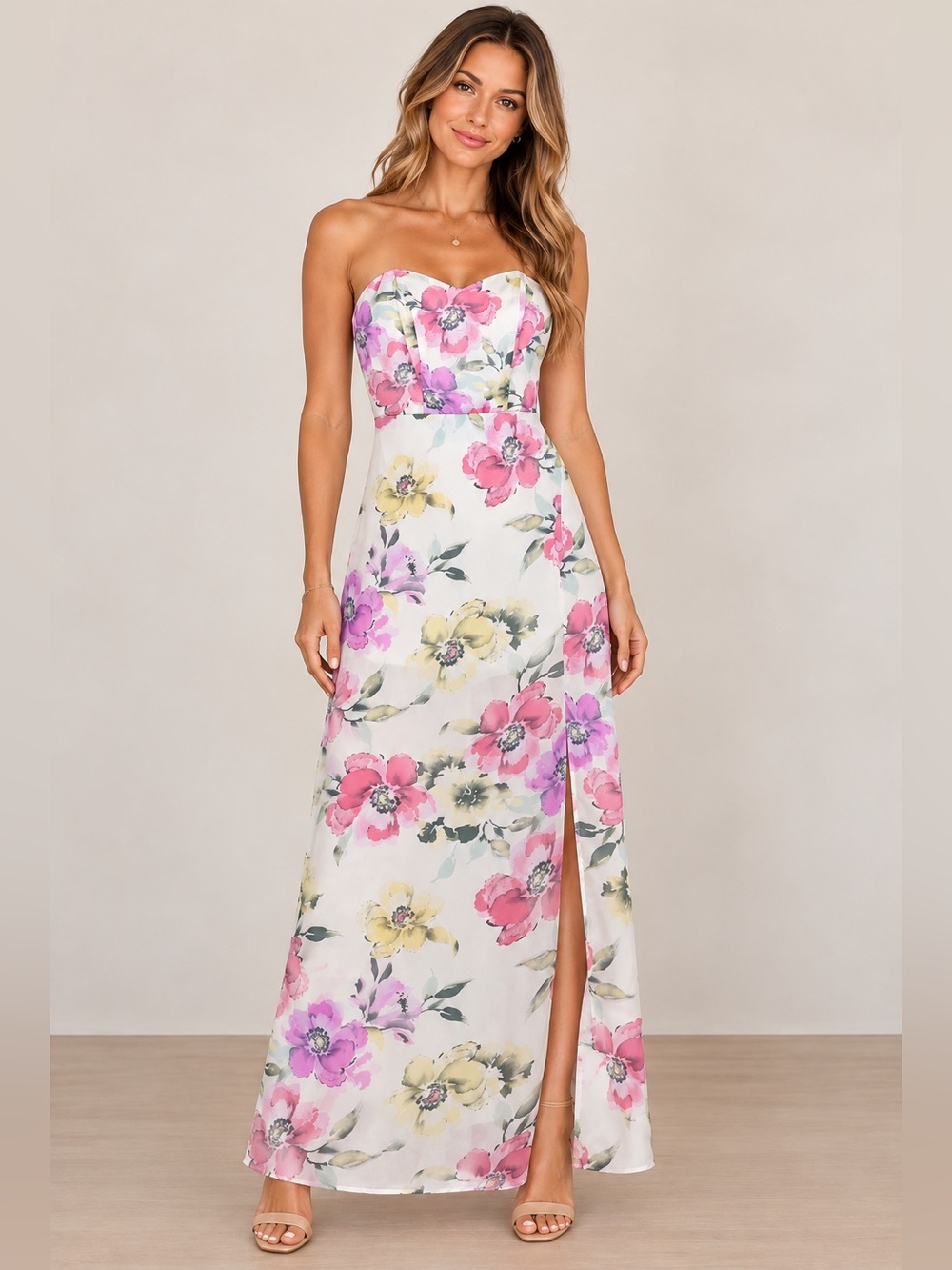 Speechless Floral Strapless Maxi Dress Size Small